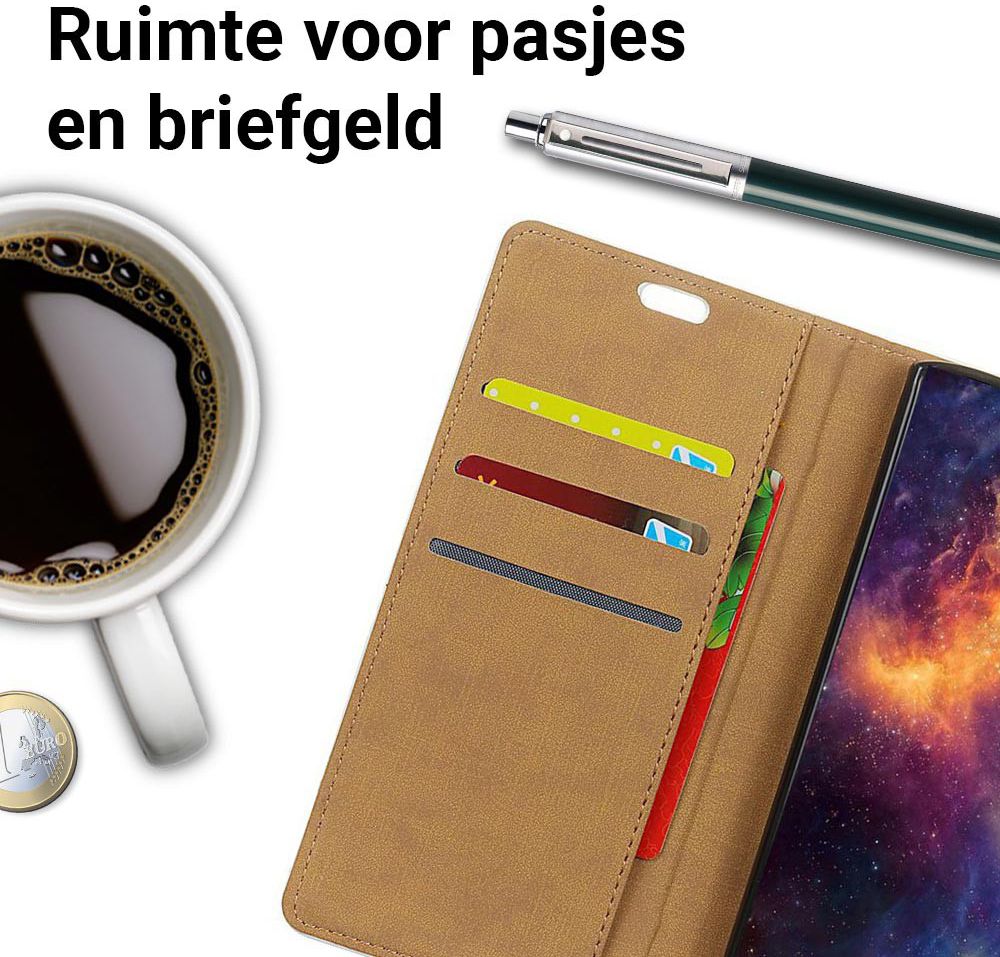 Samsung Galaxy A6 Plus Lederen Wallet Stand Hoesje Zwart afbeelding 3