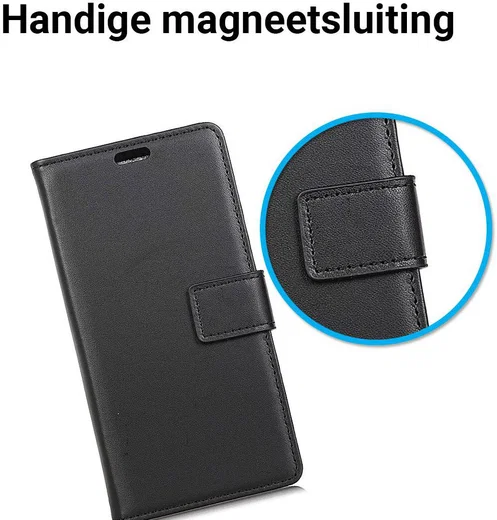 Samsung Galaxy A6 Plus Lederen Wallet Stand Hoesje Zwart afbeelding 4