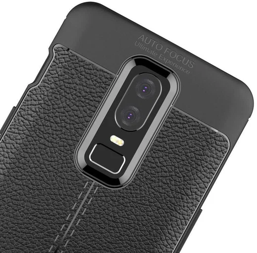 OnePlus 6 Hoesje Back Cover met Lederen Texuur Zwart afbeelding 8