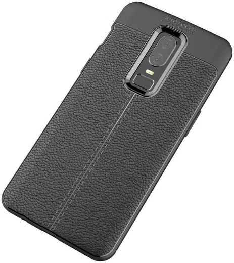 OnePlus 6 Hoesje Back Cover met Lederen Texuur Zwart afbeelding 12