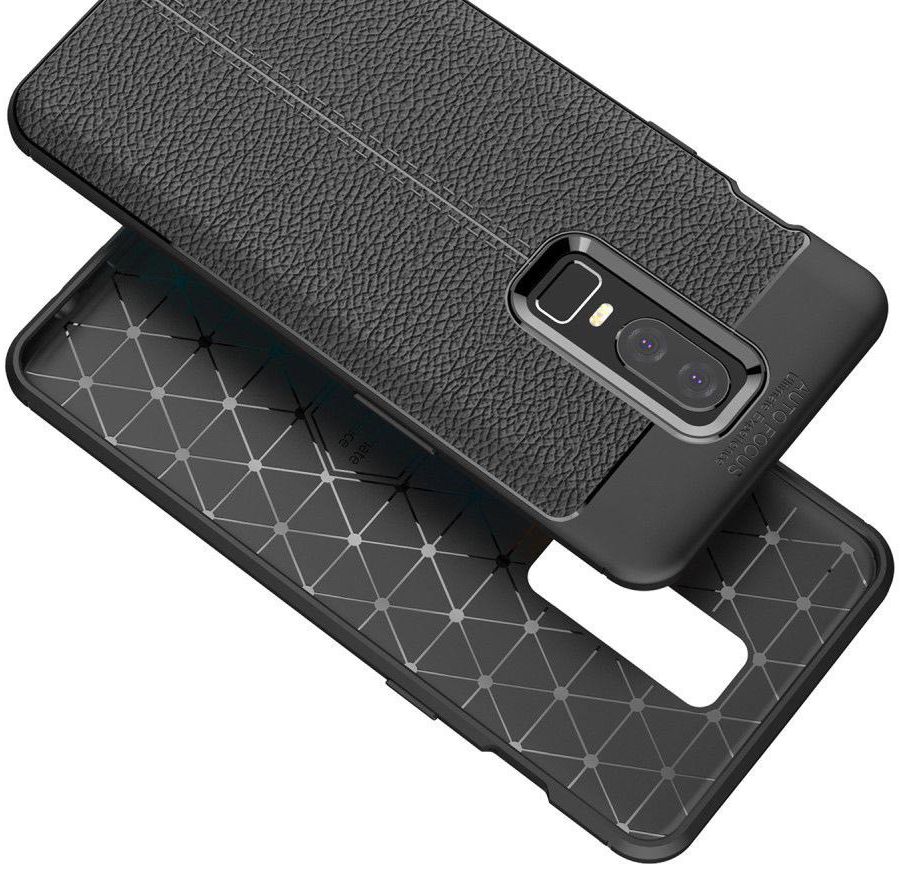 OnePlus 6 Hoesje Back Cover met Lederen Texuur Zwart afbeelding 13