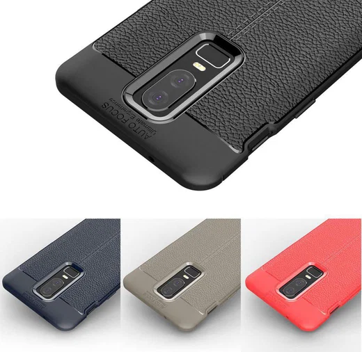 OnePlus 6 Hoesje Back Cover met Lederen Texuur Zwart afbeelding 14