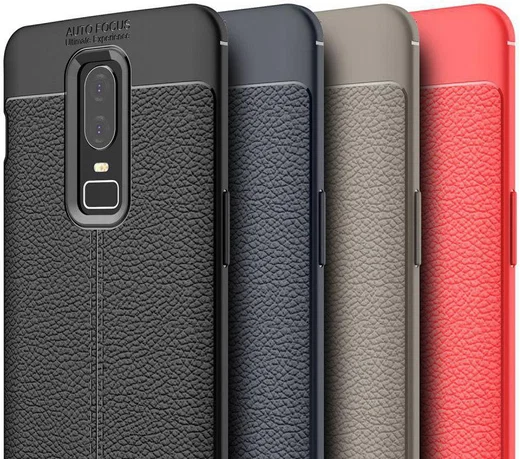 OnePlus 6 Hoesje Back Cover met Lederen Texuur Zwart afbeelding 15