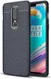 OnePlus 6 Hoesje Back Cover met Lederen Texuur Blauw afbeelding 1