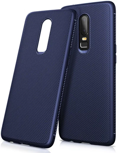 OnePlus 6 Twill slim texture backcover blauw afbeelding 1