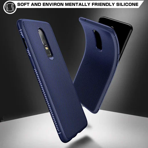 OnePlus 6 Twill slim texture backcover blauw afbeelding 2