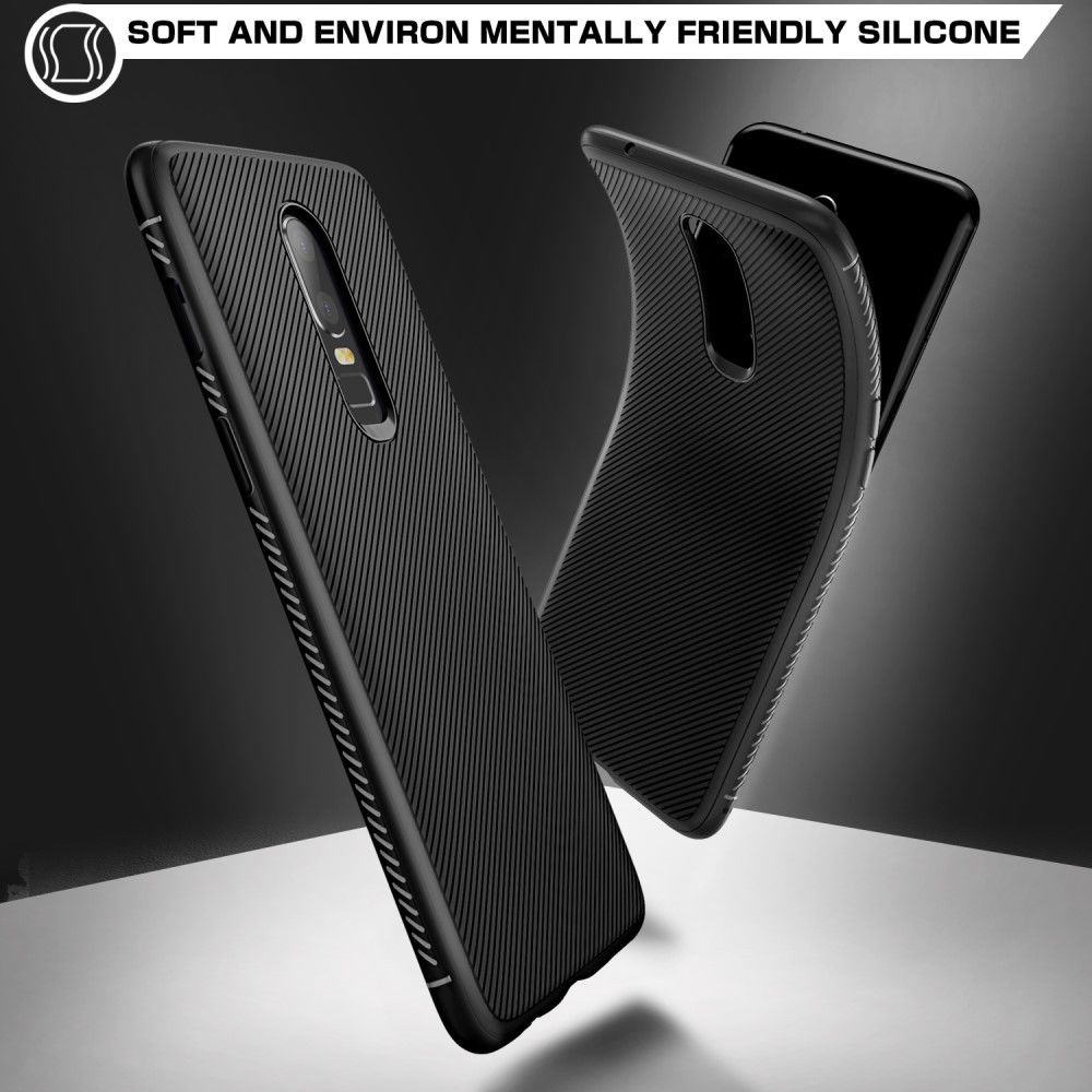 OnePlus 6 Twill slim texture backcover zwart afbeelding 2