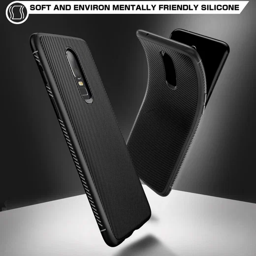 OnePlus 6 Twill slim texture backcover zwart afbeelding 2