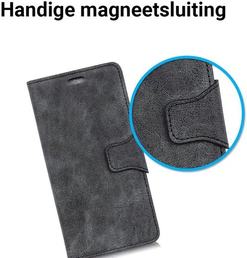 Samsung Galaxy A6 Plus Vintage Portemonnee Hoesje Zwart afbeelding 4