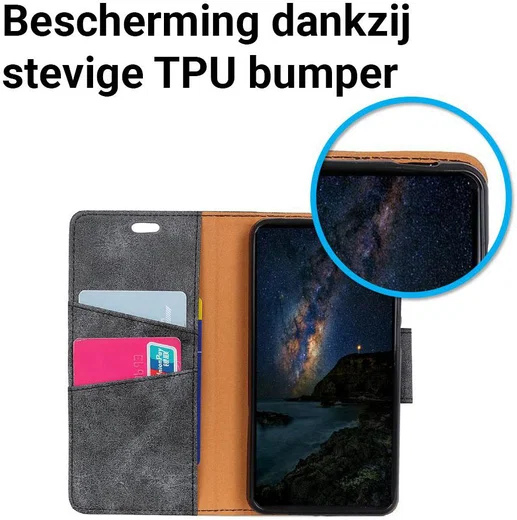 Samsung Galaxy A6 Plus Vintage Portemonnee Hoesje Zwart afbeelding 6