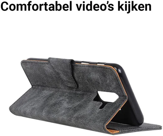 Samsung Galaxy A6 Vintage Portemonnee Hoesje Zwart afbeelding 4