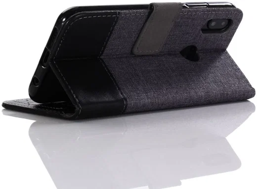 Huawei P20 Lite Linnen Portemonnee Hoesje Zwart afbeelding 6
