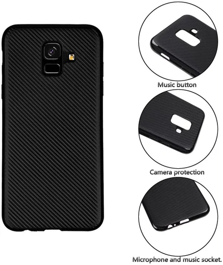 Samsung Galaxy A6 Carbon TPU Hoesje Roze Goud afbeelding 8