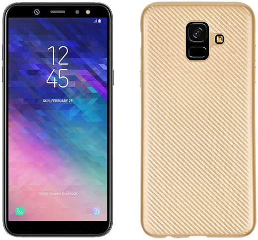 Samsung Galaxy A6 Carbon TPU Hoesje Goud afbeelding 1
