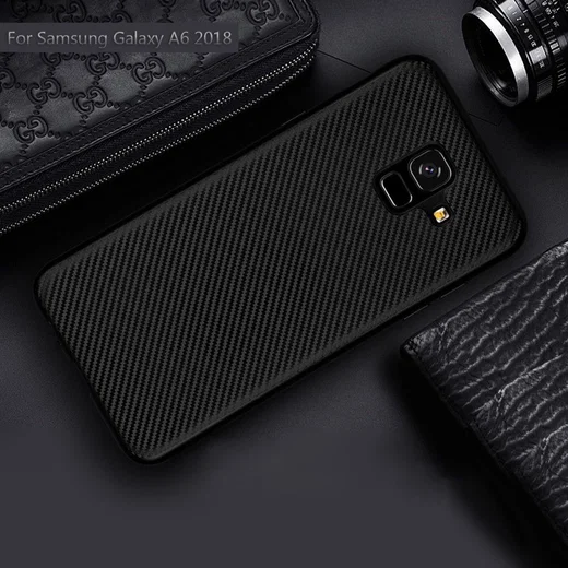 Samsung Galaxy A6 Carbon TPU Hoesje Goud afbeelding 4