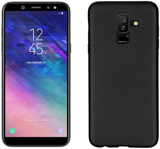 Samsung Galaxy A6 Plus Carbon TPU Hoesje Zwart afbeelding 1