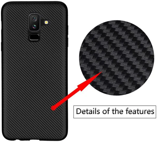 Samsung Galaxy A6 Plus Carbon TPU Hoesje Zwart afbeelding 3