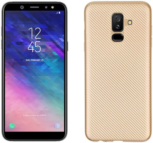 Samsung Galaxy A6 Plus Carbon TPU Hoesje Goud afbeelding 1