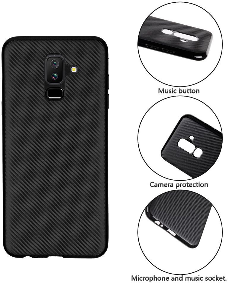 Samsung Galaxy A6 Plus Carbon TPU Hoesje Goud afbeelding 2