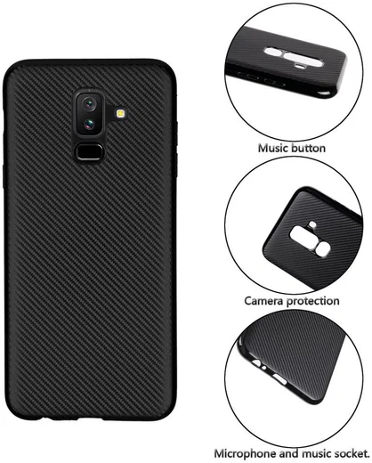Samsung Galaxy A6 Plus Carbon TPU Hoesje Goud afbeelding 2