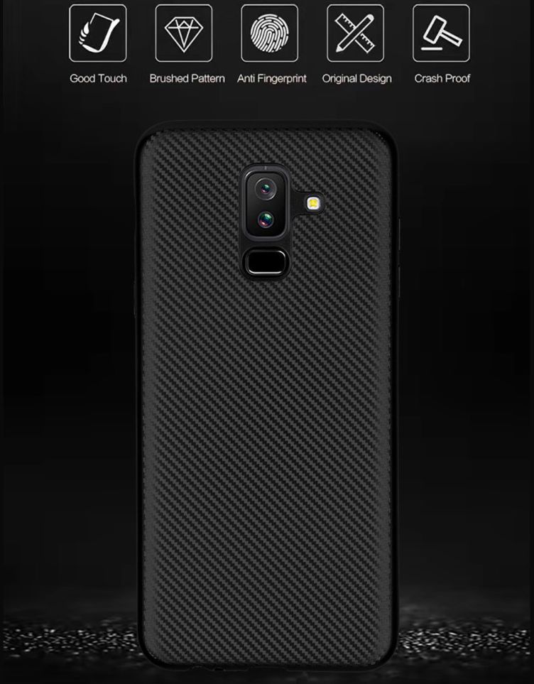 Samsung Galaxy A6 Plus Carbon TPU Hoesje Goud afbeelding 5