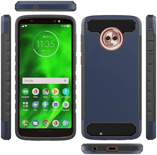 Motorola Moto G6 Stijlvol Hybride Hoesje Blauw afbeelding 2