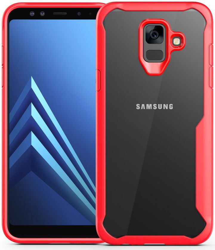 Samsung Galaxy A6 Hybride Transparant Hoesje Rood afbeelding 1