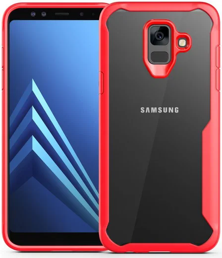 Samsung Galaxy A6 Hybride Transparant Hoesje Rood afbeelding 1