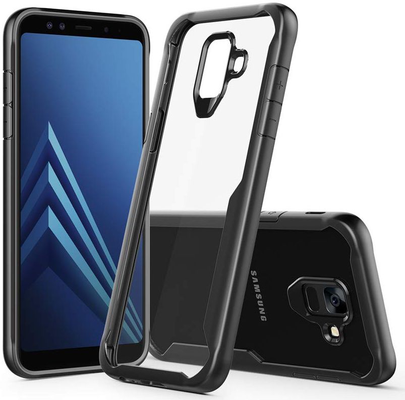 Samsung Galaxy A6 Hybride Transparant Hoesje Rood afbeelding 7