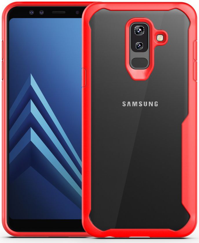 Samsung Galaxy A6 Plus Hybride Transparant Hoesje Rood afbeelding 1