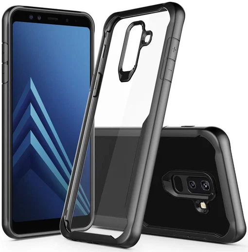 Samsung Galaxy A6 Plus Hybride Transparant Hoesje Rood afbeelding 2