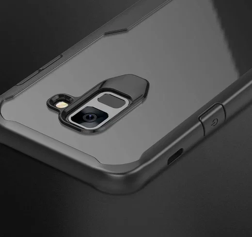 Samsung Galaxy A6 Plus Hybride Transparant Hoesje Rood afbeelding 4