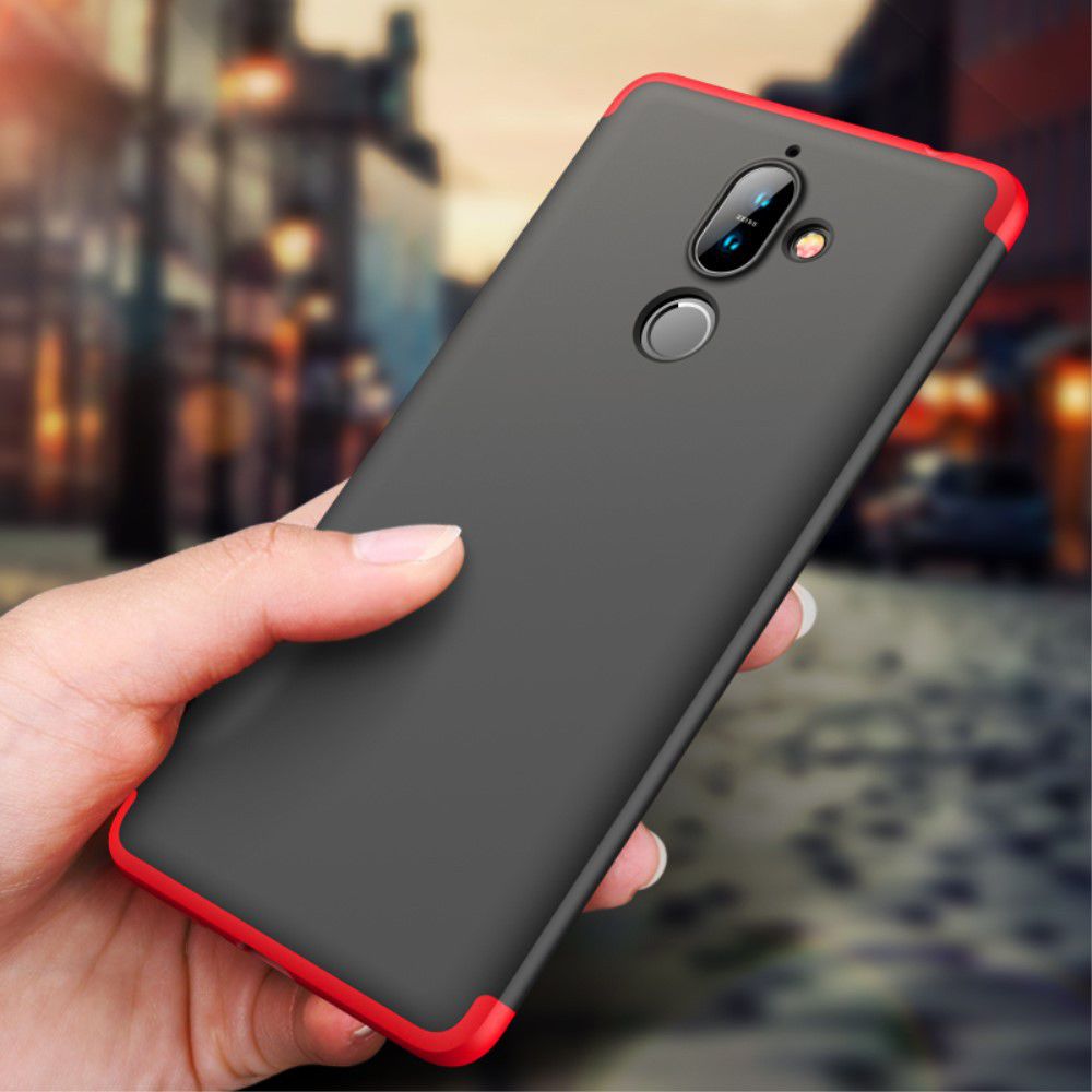 Nokia 7 Plus Matte Back Cover Zwart Rood afbeelding 11