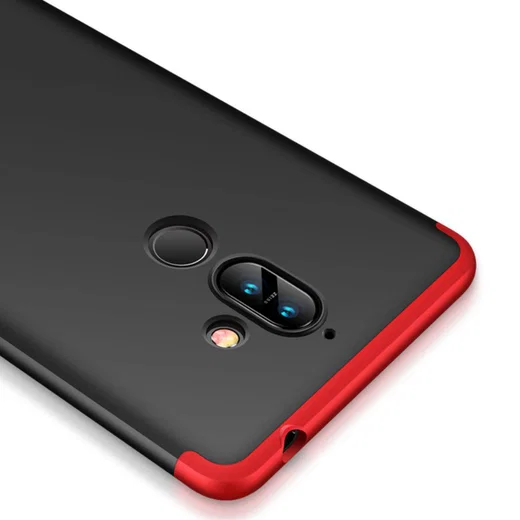 Nokia 7 Plus Matte Back Cover Zwart Rood afbeelding 2