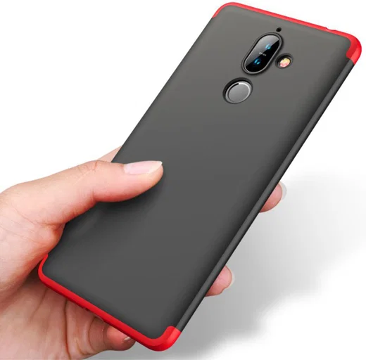 Nokia 7 Plus Matte Back Cover Zwart Rood afbeelding 4