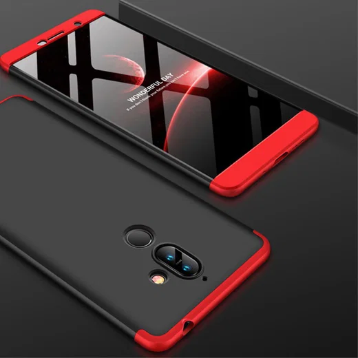 Nokia 7 Plus Matte Back Cover Zwart Rood afbeelding 8