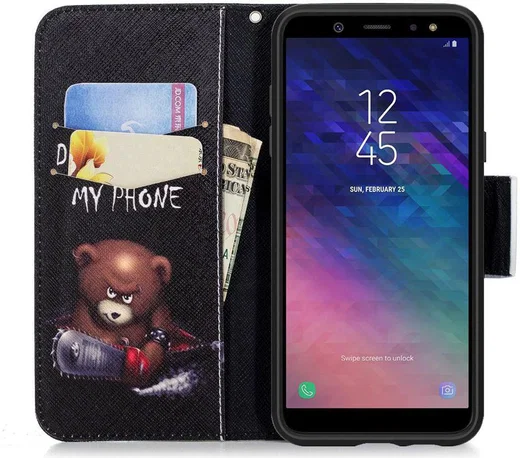 Samsung Galaxy A6 Portemonnee Hoesje met Teddy Print afbeelding 2