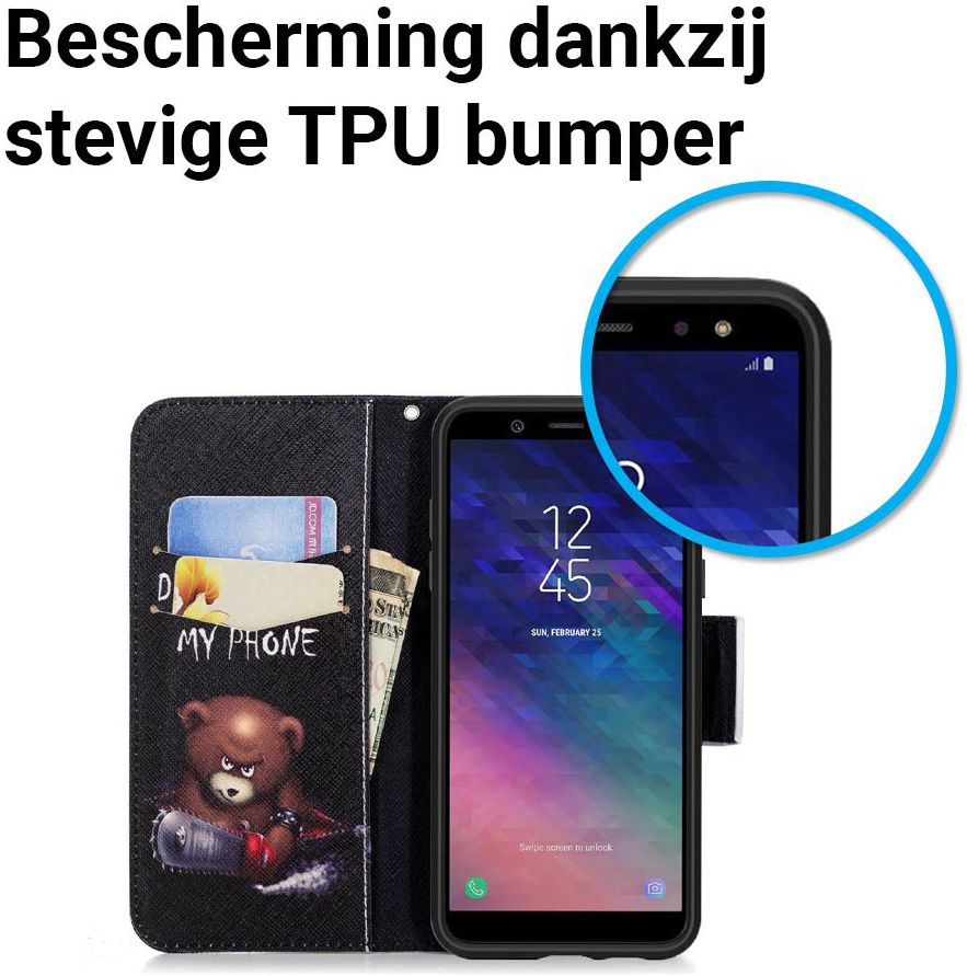 Samsung Galaxy A6 Portemonnee Hoesje met Teddy Print afbeelding 4