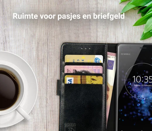 Rosso Element Sony Xperia XZ2 Premium Hoesje Book Cover Zwart afbeelding 9