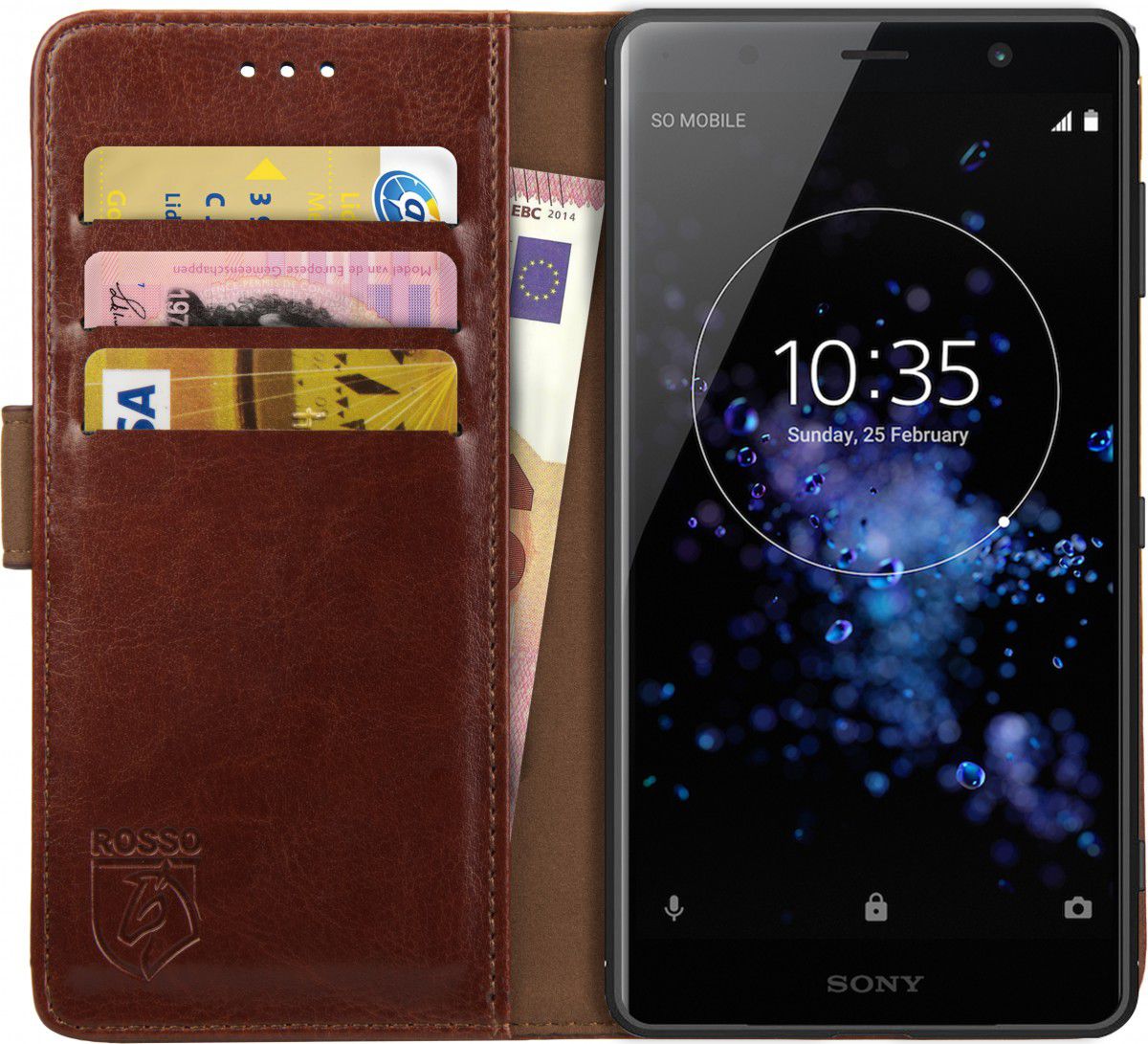 Rosso Element Sony Xperia XZ2 Premium Hoesje Book Cover Bruin afbeelding 1