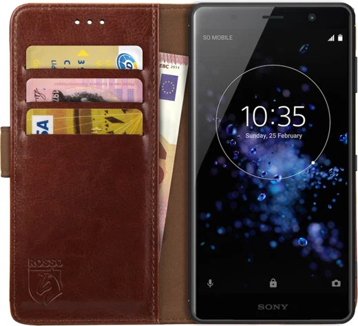Rosso Element Sony Xperia XZ2 Premium Hoesje Book Cover Bruin afbeelding 1