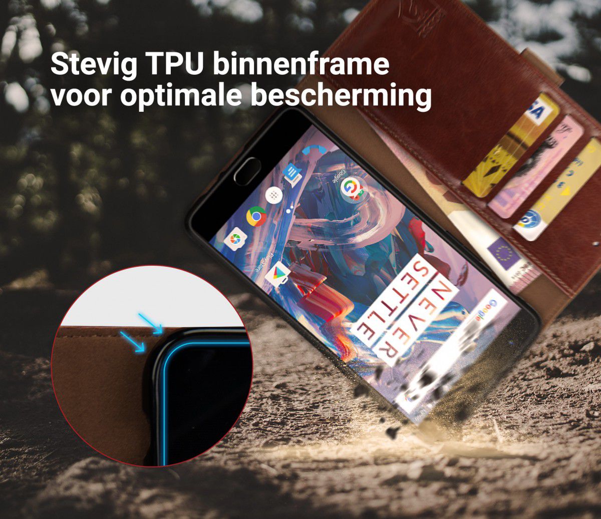 Rosso Element OnePlus 3T / 3 Hoesje Book Cover Bruin afbeelding 5