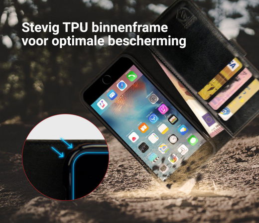 Rosso Element Apple iPhone 6 Plus / 6S Plus Hoesje Book Cover Zwart afbeelding 6