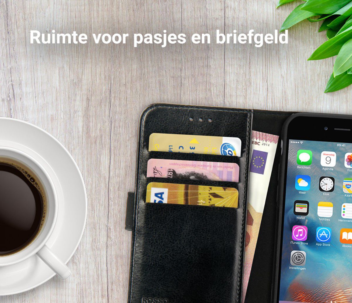 Rosso Element Apple iPhone 6 Plus / 6S Plus Hoesje Book Cover Zwart afbeelding 8
