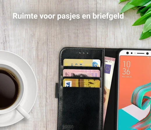 Rosso Element Asus ZenFone 5 Lite Hoesje Book Cover Zwart afbeelding 5