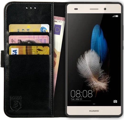 Rosso Element Huawei P8 Lite Hoesje Book Cover Zwart afbeelding 1