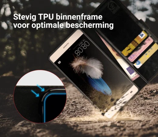 Rosso Element Huawei P8 Lite Hoesje Book Cover Zwart afbeelding 6