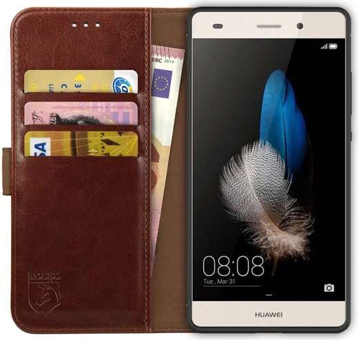 Rosso Element Huawei P8 Lite Hoesje Book Cover Bruin afbeelding 1