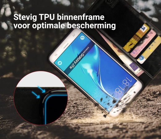 Rosso Element Samsung Galaxy J7 2016 Hoesje Book Cover Zwart afbeelding 6