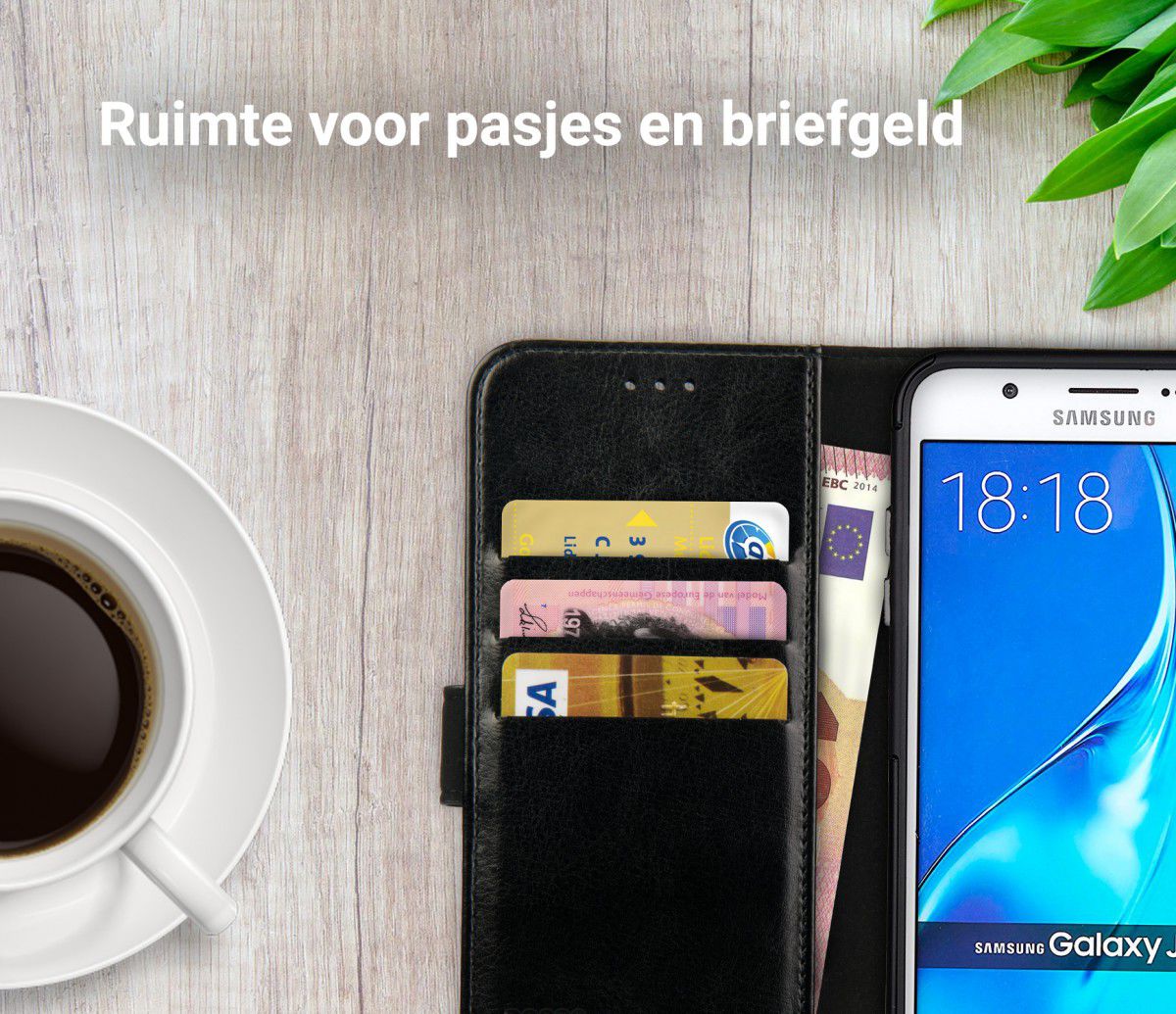 Rosso Element Samsung Galaxy J7 2016 Hoesje Book Cover Zwart afbeelding 9